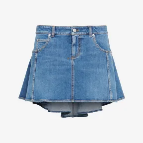 亚历山大麦昆/Alexander McQueen 女士Kickback牛仔半裙水洗石色 754745QMACH4164