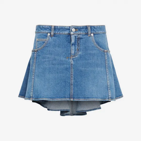 亚历山大麦昆/Alexander McQueen 女士Kickback牛仔半裙水洗石色 754745QMACH4164
