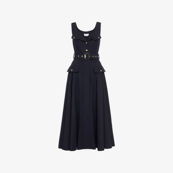 亚历山大麦昆/Alexander McQueen 女式海军军风喇叭连衣裙 755207QJACF4100 