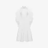 亚历山大麦昆/Alexander McQueen 女式光白色开衩垂坠袖衬衫连衣裙 755404QAABC9000 