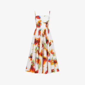 亚历山大麦昆/Alexander McQueen 女式亮白色兰花褶皱紧身连衣裙 755828QCAHD9000 