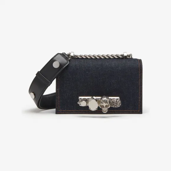 亚历山大麦昆/Alexander McQueen 女士Jewelled Satchel机车迷你手袋牛仔色 7565211YBE24290