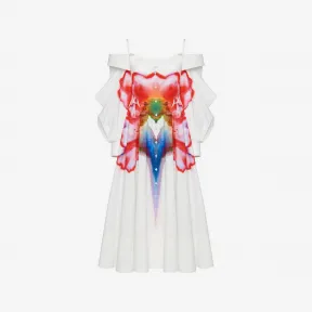 亚历山大麦昆/Alexander McQueen 女士露肩衬衫裙光学白色 757151QZAJH9000