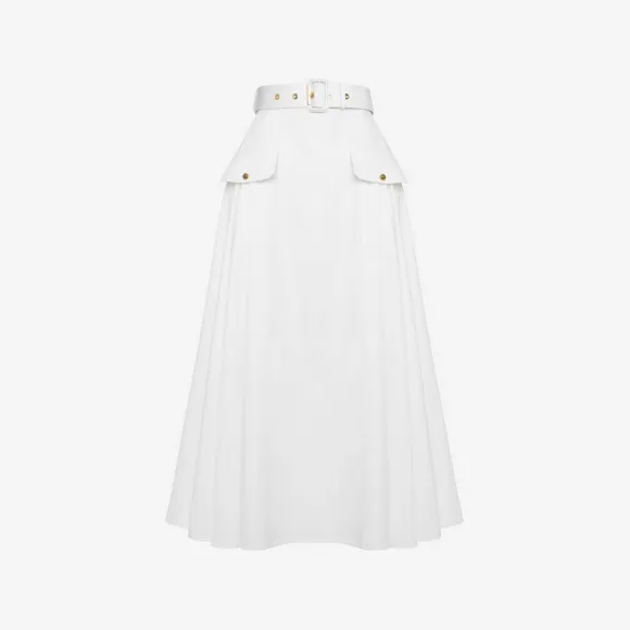 亚历山大麦昆/Alexander McQueen 女式亮白色军装喇叭裙 757263QAAAY9000 