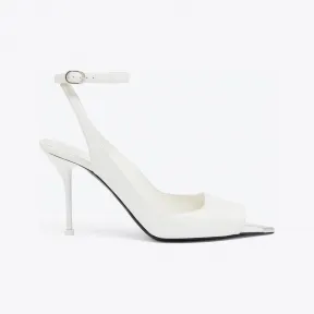亚历山大麦昆/Alexander McQueen 象牙色/银色女士朋克踝带凉鞋 757489WIEA19359 