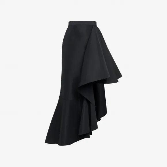 亚历山大麦昆/Alexander McQueen 女士不对称垂褶中长半裙鲜绿色 757643QEACM3016
