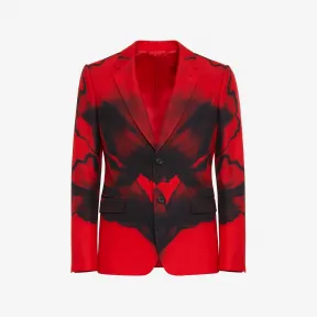亚历山大麦昆/Alexander McQueen 男士Ink Flower单排扣夹克红色 /黑色 759141QVQ186510