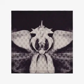 亚历山大麦昆/Alexander McQueen 女士Exploded Orchid机车丝巾象牙色/黑色 7670853001Q5078