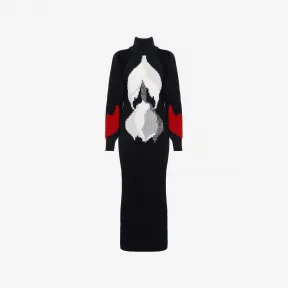 亚历山大麦昆/Alexander McQueen 女士反转Orchid连衣裙黑色/红色/灰色 768788Q1A7D1179