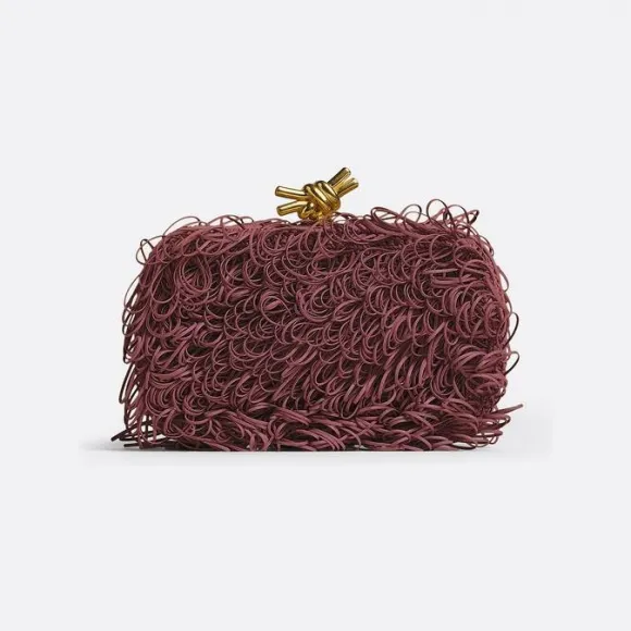 葆蝶家/Bottega Veneta 巴罗洛酒红 100% 羊皮革 女士 knot晚装包 717621V2H612250