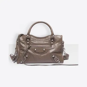 巴黎世家/Balenciaga 棕色 Classic Silver Mini City肩背包 45472589vh