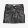 巴黎世家/Balenciaga 黑色 V领皮革半身裙 35417450dg