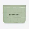 巴黎世家/Balenciaga 女式 Cash 双折卡包，浅绿色亮面鳄鱼压纹小牛皮 6556241LRR33960