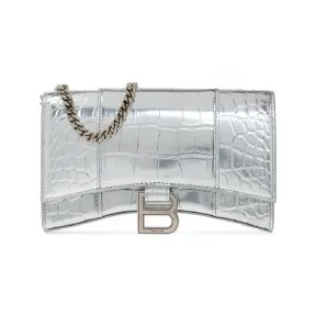 巴黎世家/Balenciaga 银 100% 小牛皮 链条包 6560501S4NY8103