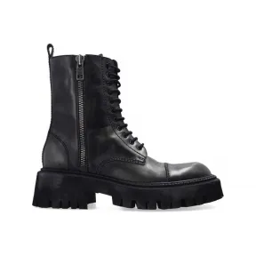 巴黎世家/Balenciaga 黑色 皮革 系带靴 670998WBCP11000