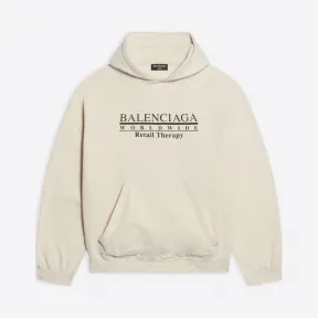 巴黎世家/Balenciaga 女士零售疗法宽版白色连帽衫 675003TLVA99054