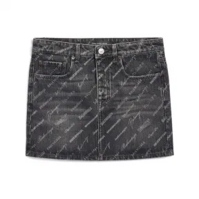 巴黎世家/Balenciaga Logomania All Over 低腰迷你半裙 为 所有 在 黑 724744-TBP47-1270