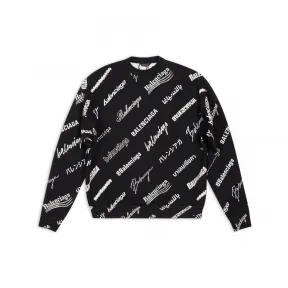 巴黎世家/Balenciaga Logomania All Over 男士长袖运动衫 为 男士 在 黑 724858-T1665-1070
