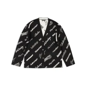 巴黎世家/Balenciaga Logomania All Over 女士长袖开衫 在 黑 724859-T1665-1070