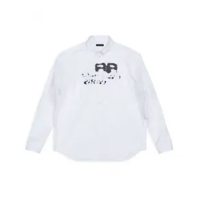 巴黎世家/Balenciaga Hand-drawn Bb Icon 大号版型长袖衬衫 为 男士 在 白色 725722-TYB18-9000