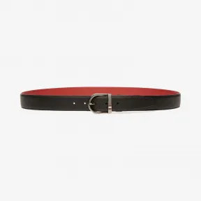 巴利/Bally 男士黑色粒面牛皮可调节双面腰带 6233680