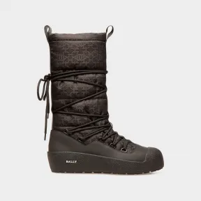 巴利/Bally Cathye 黑色再生尼龙和皮革靴子 6301560