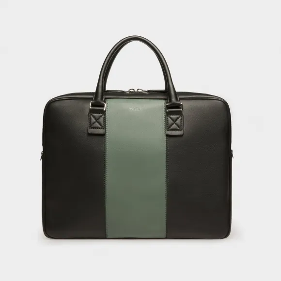 巴利/Bally 男士黑色和绿色 Hesines 皮革 Beniness 手袋 6302742