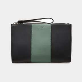 巴利/Bally 男士黑色和绿色黑格皮革手拿包 6302746