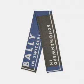 巴利/Bally 男士荧光蓝色和黑色提花围巾 6303635