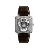 柏莱士/Bell&ross 46 MM 微喷砂不锈钢饰以「Clou de Paris」（巴黎饰钉）图案 手动机械机芯 男表 BR01-SKULL-SK-ST
