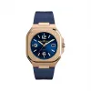 柏莱士/Bell&ross Instruments 系列 40MM 磨砂和抛光18K玫瑰金 自动机械机芯 男表 BR05A-BLU-PG-SRB