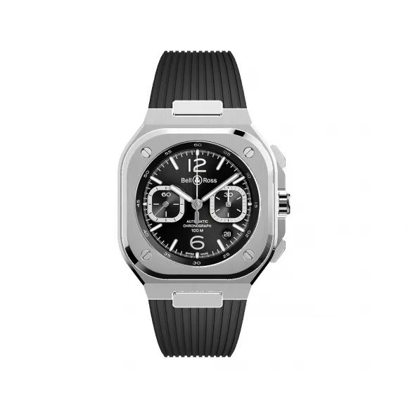 柏莱士/Bell&ross 42 MM 缎面打磨及抛光不锈钢 自动机械机芯 男表 BR05C-BLC-ST-SRB