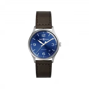 柏莱士/Bell&ross vintage 系列 38.5MM 磨砂抛光精钢 自动机械机芯 男表 BRV192-BLU-ST-SCA