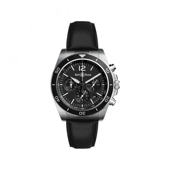 柏莱士/Bell&ross vintage 系列 43MM 磨砂-抛光精钢 自动机械机芯 男表 BRV394-BL-ST-SCA