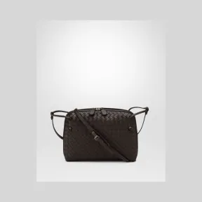 葆蝶家/Bottega Veneta 深咖啡色编织小羊皮NODINI邮差包 245354V00162074
