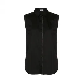 布内罗·古奇拉利/Brunello Cucinelli 条纹边饰无袖衬衫 M0091MA916C101