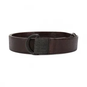 布内罗·古奇拉利/Brunello Cucinelli 裂痕效果D字扣环腰带 M0BRUC445C6865