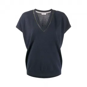 布内罗·古奇拉利/Brunello Cucinelli 黄铜镶嵌针织上衣 M12167302C7186