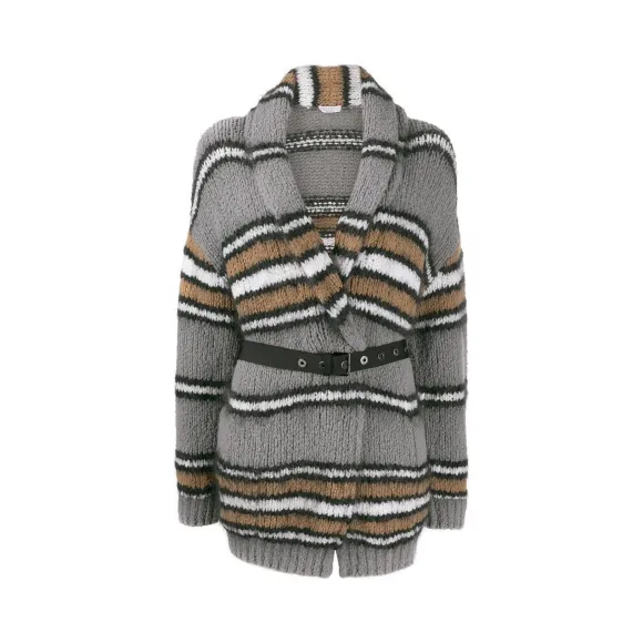 布内罗·古奇拉利/Brunello Cucinelli 条纹开襟式大衣 M3R326106CK434
