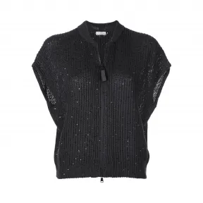 布内罗·古奇拉利/Brunello Cucinelli 亮片镶嵌上拉链衣 M70552916YCJ677