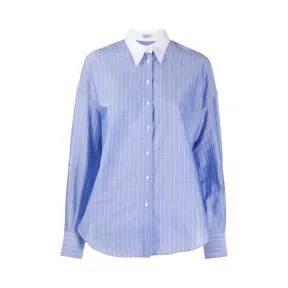布内罗·古奇拉利/Brunello Cucinelli pinstriped point-collar shirt MF758NH726C376