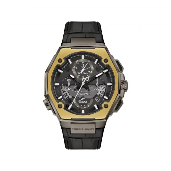 宝路华/Bulova  44.5 MM 不锈钢& 18克拉金 石英机芯 手表 98B354