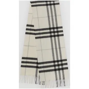 博百利/Burberry 男士 经典格纹羊绒围巾 (自然白)  39941231