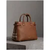 博百利/Burberry 女士 The Banner - 中号 House 格纹拼皮革班纳手袋 (棕褐色) 40236951