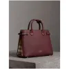 博百利/Burberry 女士 The Banner - 中号 House 格纹拼皮革班纳手袋 (红褐色) 40236971