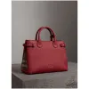 博百利/Burberry 女士 The Banner - 中号 House 格纹拼皮革班纳手袋 (黄褐红色) 40240871
