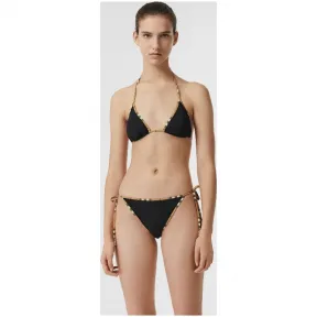 博百利/Burberry 女士 Vintage 格纹装饰三角比基尼 (黑色) 40705231
