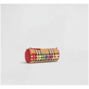 博百利/Burberry  Vintage 格纹典藏绣标铅笔袋 (古典黄色)  40784261