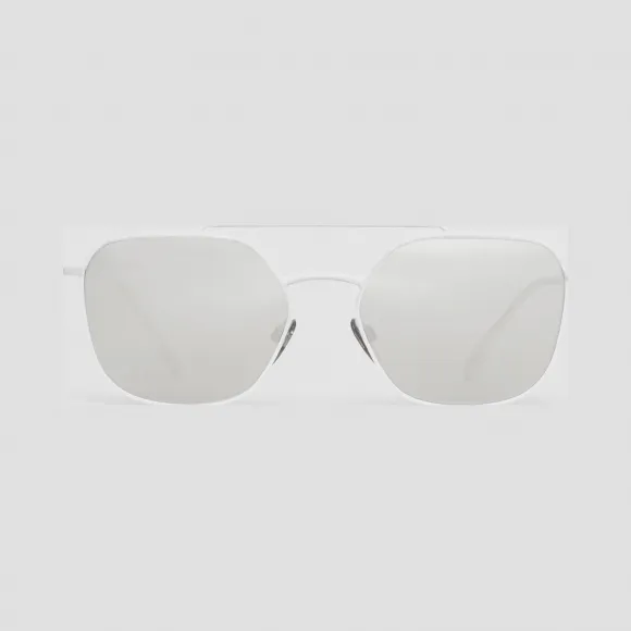 博百利/Burberry 男士 横梁装饰方框飞行员太阳眼镜 (哑光白) 40805151