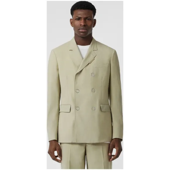 博百利/Burberry 男士 修身剪裁按扣羊毛量裁外套 (抹茶绿)  45582261